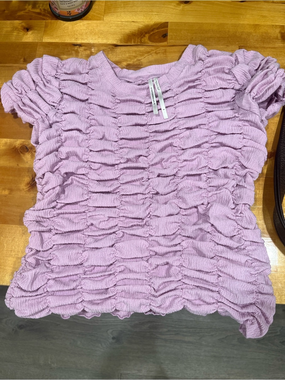 Anthropologie Lilac Ruched Short Sleeve Tee
